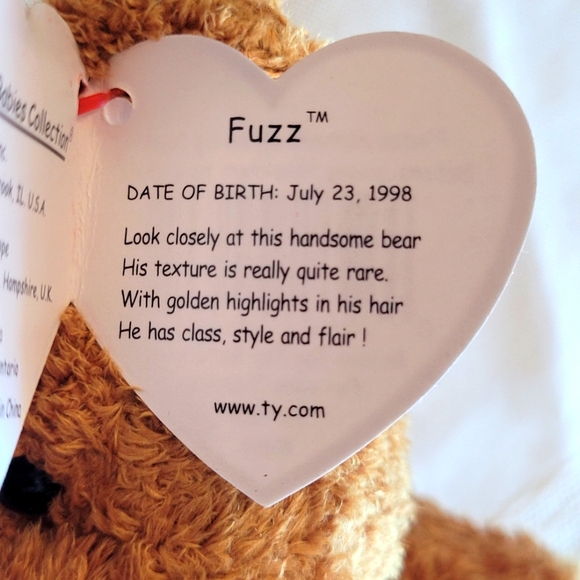 Fuzz Beanie Baby Retired Bear NWT Tag Errors - Picture 5 of 8